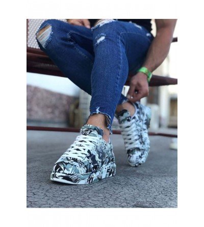Wagoon WG501 Siyah Beyaz Boyalı Erkek Casual Ayakkabı Wagoon WG501 Siyah Beyaz Boyalı Erkek Casual Ayakkabı